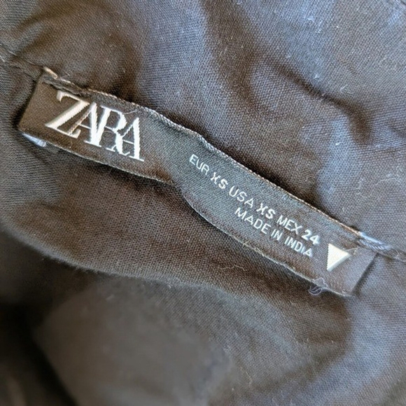 Zara Black Embroidered Tie-Back Midi Dress XS - Picture 5 of 10